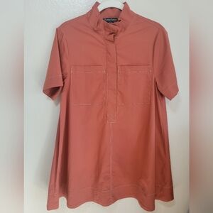 Christian Lacroix short-sleeve collared shift dress in a brick or cedar color XS